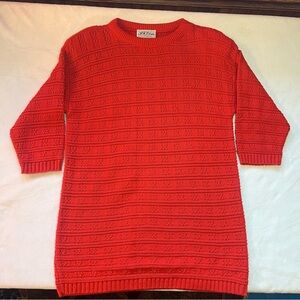 JFJ Knits Vtg. Red Crew Neck Sweater Dress